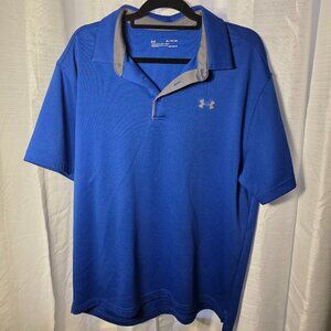 Under Armour Blue Heat Gear Polo Collar Short Sleeve Shirt Size XL